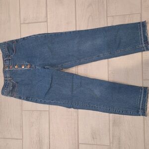 Express Women Size 8 Super High Rise Mom Jeans Button Fly Stretch Raw Hem